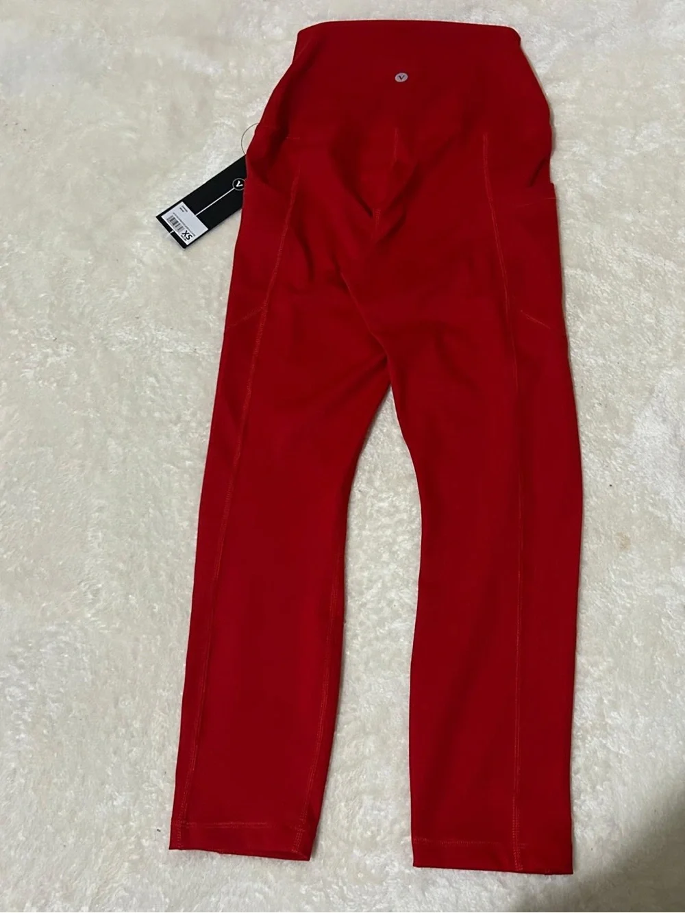 Velocity Red High-Waist Active Leggings for Kids